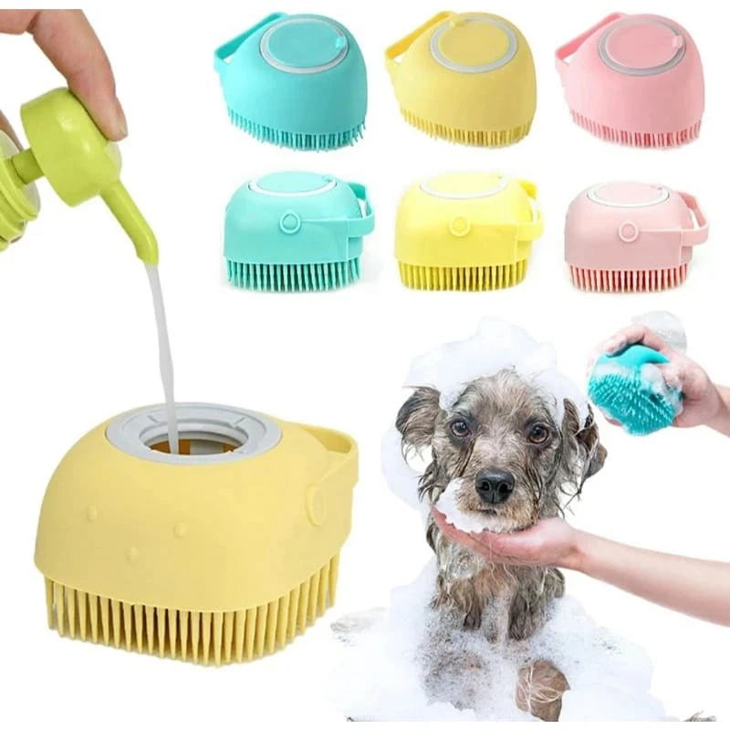 Esponja De Silicone Para Banho Com Dispenser Shampoo  Sabonete Escova Crianças Adultos e Pets