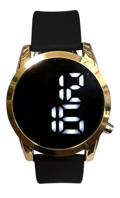 Relógio Led Super Luxo Dourado com Preto