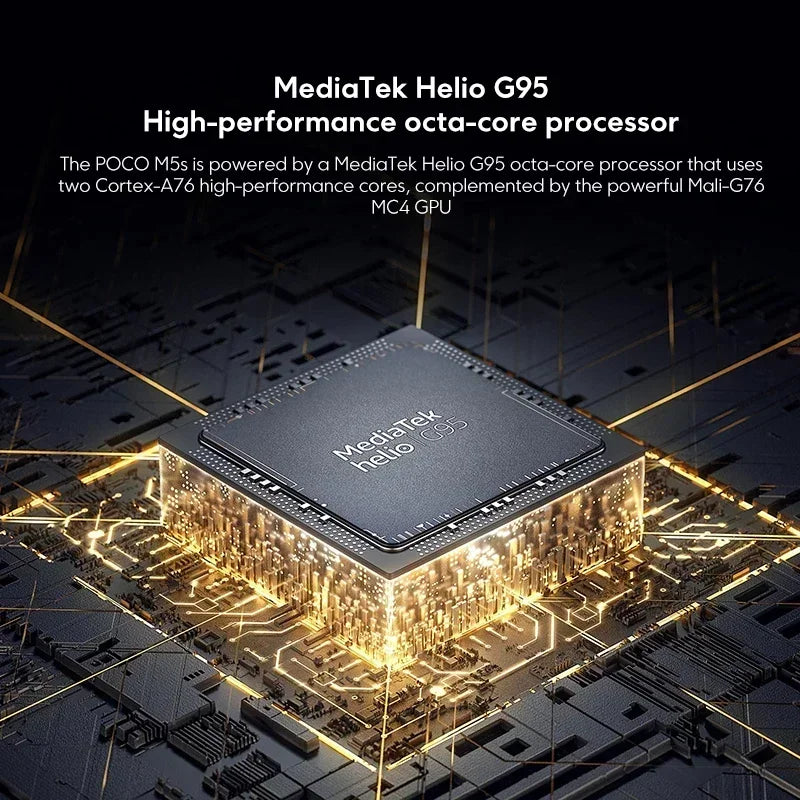 Global Version POCO M5s NFC 8GB+256GB 64MP Quad Camera Helio G95 Octa Core 6.43" AMOLED DotDisplay 33W 5000mAh
