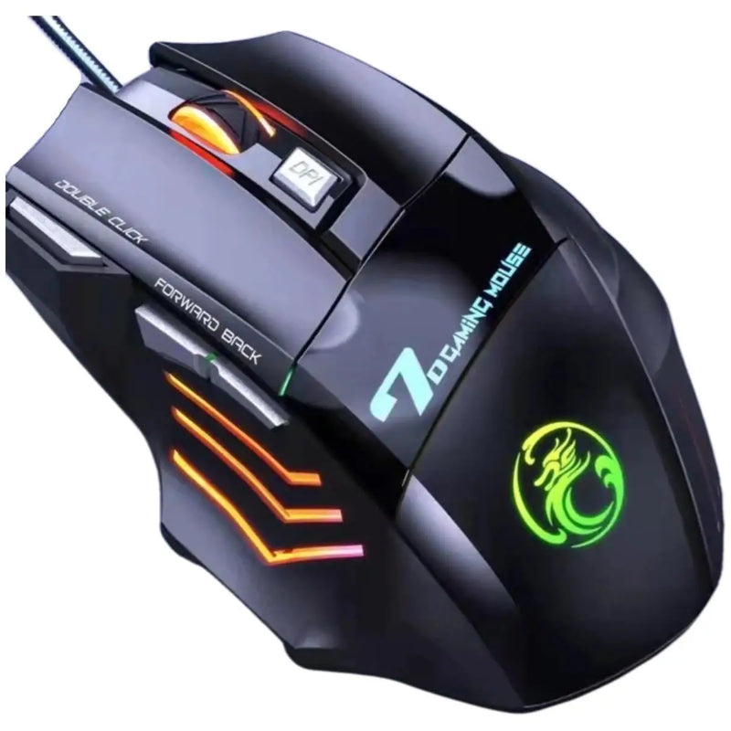 Mouse Gamer Jogos Laser 3600dpi Usb Com Fio Led 7 Botões Iluminado